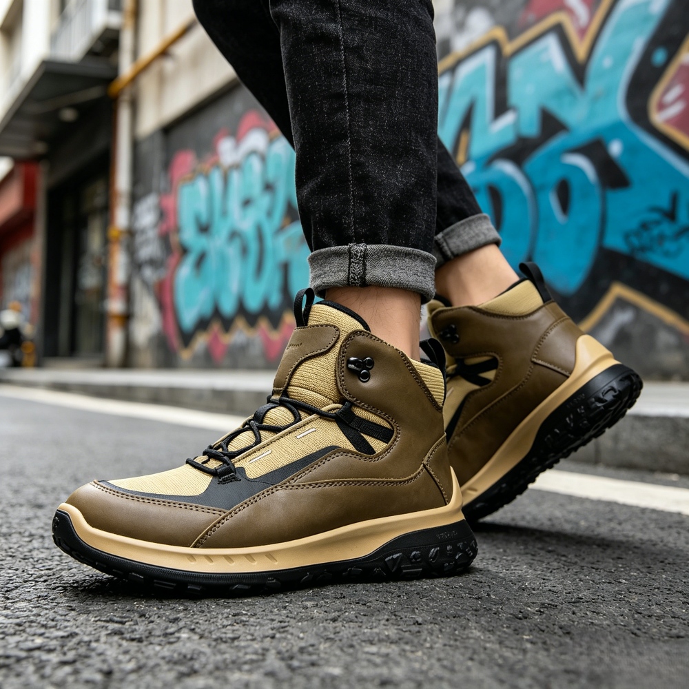High Top Leather Shoes Men Lux - Outdoor Sport Brand Shoes ulasan dan harga